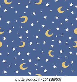 Night theme pattern stars and moon shapes 