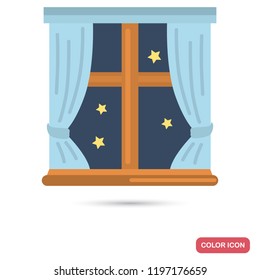 Night through the window color flat icon