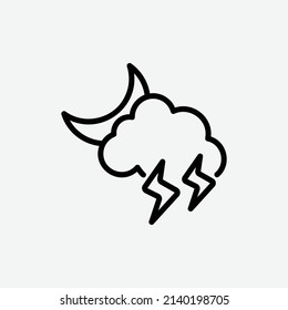  Icono de trueno nocturno, icono de contorno meteorológico aislado en fondo gris claro, perfecto para sitio web, blog, logo, diseño gráfico, medios sociales, interfaz de usuario, aplicación móvil, ilustración vectorial