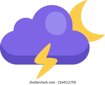 Night with thunder, illustration, vector on a white background.