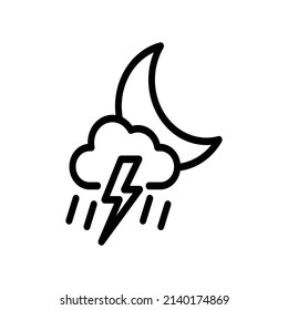 Icono de tormenta nocturna, Ilustración vectorial del icono del tiempo.