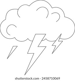 Night Thunderstorms - Weather Thin Line Icon.