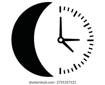 Ícone do sono da lua crescente do relógio de noite