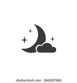 Icono de la hora de la noche aislado en gráfico de vectores en blanco y negro