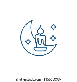 Night time line icon concept. Night time flat  vector symbol, sign, outline illustration.