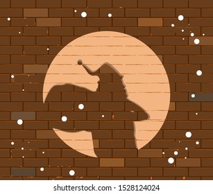 night time santa shadow reflection snowing brick wall backgorund bodylanguage