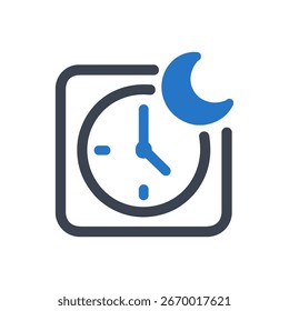 Icono de la caja de la programación del tiempo de la noche aislado en el fondo blanco 
