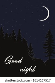Fondo del cielo nocturno. Buenas noches. paisaje nocturno. Ilustración del vector