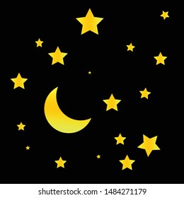 Night time sky cartoon vector.