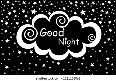 Night time sky. Good night. Horizontal banner. Magic night sky with sparkling stars. Starry night sky. vector illustration.