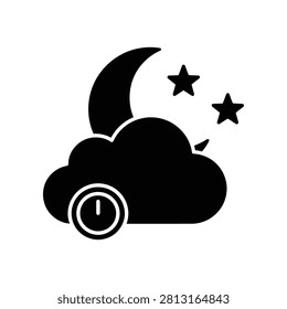 Night time sleep icon with moon star and clock midnight schedule celestial illustration darkness astronomy