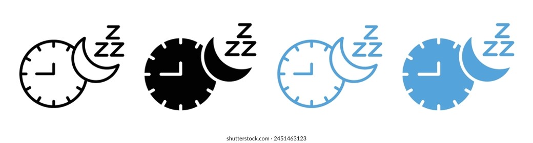 Night Time Sleep Schedule Icon with Moon and Clock for Bedtime Routine