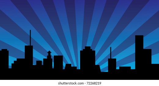 Night Town Banner - vector illustration