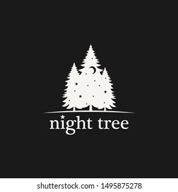 night tree logo design negative space