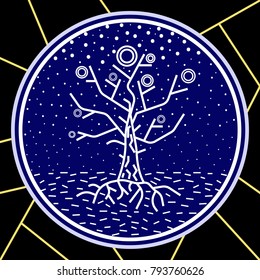 Night tree. Vector illustration.