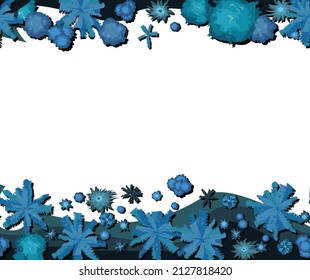 Night tropic plant landscape top view. Wild palm trees and bushes. Isolated on white background. Dark twilight jungle rainforest. Horizontal border. Seamless Illustration forest flat design. Vector.