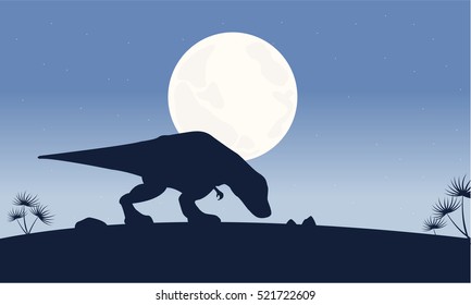 At night Tyrannosaurus scenery of silhouettes