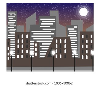 night urban landscape flat design