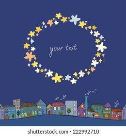 night vector city text