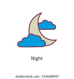 Night vector filled outline Icon Design illustration. Halloween Symbol on White background EPS 10 File