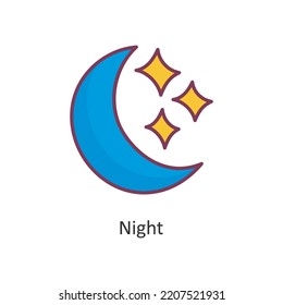 Ilustración de diseño de iconos de contorno de vector nocturno. Símbolo de espacio en el archivo EPS 10 de fondo blanco