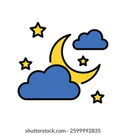 night vector filled outline icon. EPS 10 file