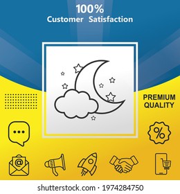 Night vector glyph color icon. With yellow and blue background option