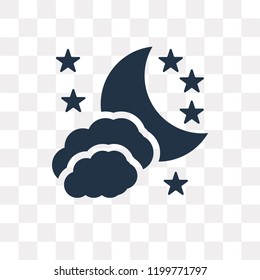 Night vector icon isolated on transparent background, Night transparency concept can be used web and mobile