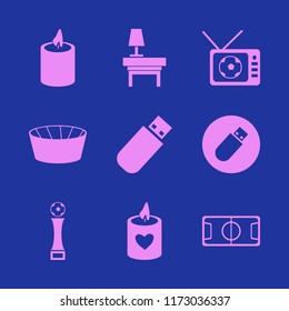 night vector icons set. with football stadium, football cup, lamp nightstand and football tv match in set