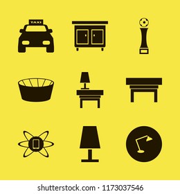 night vector icons set. with table lamp, phone technology, lamp nightstand and nightstand in set