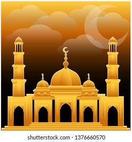night vector illustration of the mosque