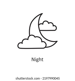 Night vector outline Icon Design illustration. Halloween Symbol on White background EPS 10 File