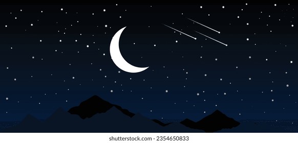 Afiche del vector nocturno con fondo de luna de estrella