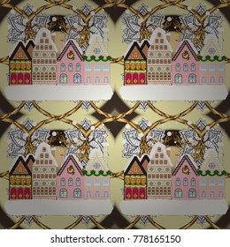 Night vector Winter, Christmas urban landscape. Vector illustration.