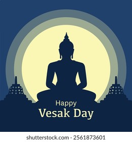 night vesak day vector illustration