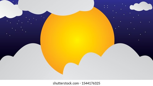 Night view, beautiful full moon