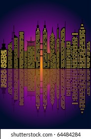 Night view Cityscape -Vector illustration