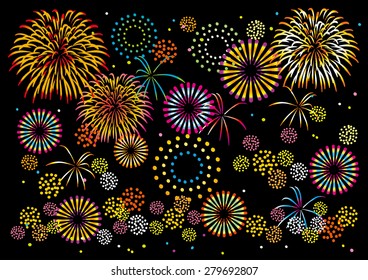 Night view and fireworks