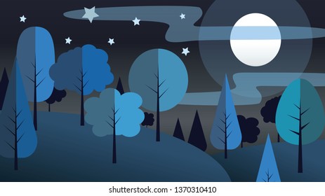 night view in the forest Illustration