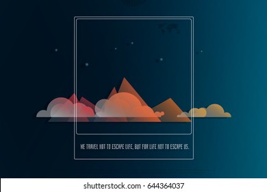 night view of high mountains. vector, beautiful landscape. cartoon style mountain logo. extreme sports and tourism banner design. winter adventure background. mountaineering, hiking concept