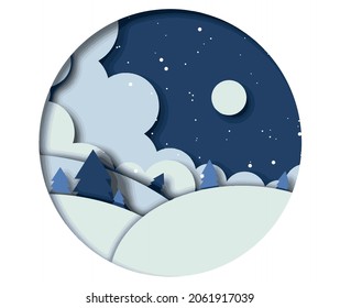 Wİnter night view illustration vector transformation