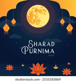 Vista nocturna desde la ventana tradicional india con luna llena. Sharad Purnima, también conocido como Festival Kojagiri Paurnima, celebrado en el mes lunar hindú de Ashvin después de Navratri, Dussehra y antes de Dipawali.