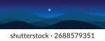 Night view of moon in the sky with landscape mountain scenery for landscape background illustration.