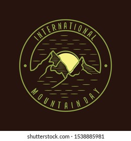 Night view in mountains design vector for International Mountain Day in a linear style. Flat illustration of International Mountain Day concept banner for web design. Vector illustration EPS.8 EPS.10
