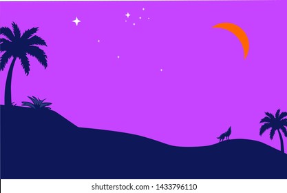night view vector drawing illustration