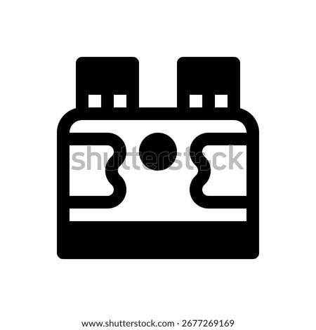 Night vision binoculars. Outlined stroke vector icon with black-filled details.