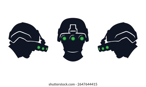 Silhueta de Óculos de Visão Noturna - Conjunto Tático de Ícones de Vetor Militar