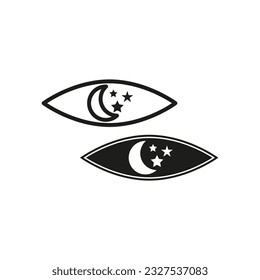 Night vision icon set. eye with the moon. Vector illustration. stock image.