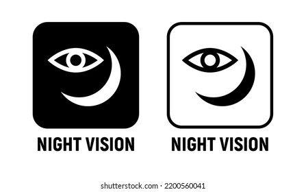 Night vision line icon design concept. Night vision moon eye line icon