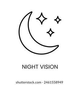 Night vision line vector icon with editable stroke for placement on cctv camera system packaging